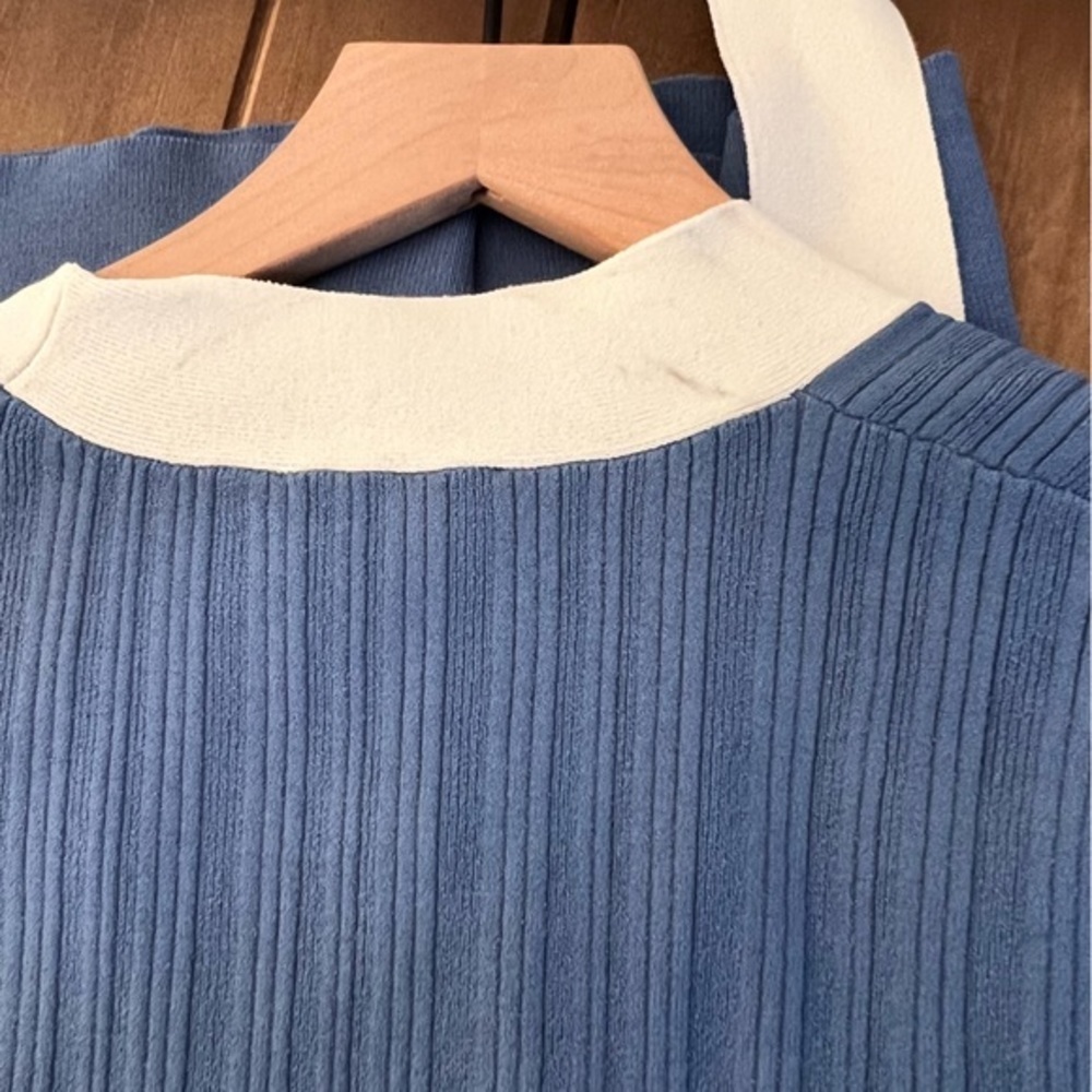 Kate Spade Colorblock Bow-neck Sweater, Deep Cornflower, size S, NWT - Picture 7 of 7